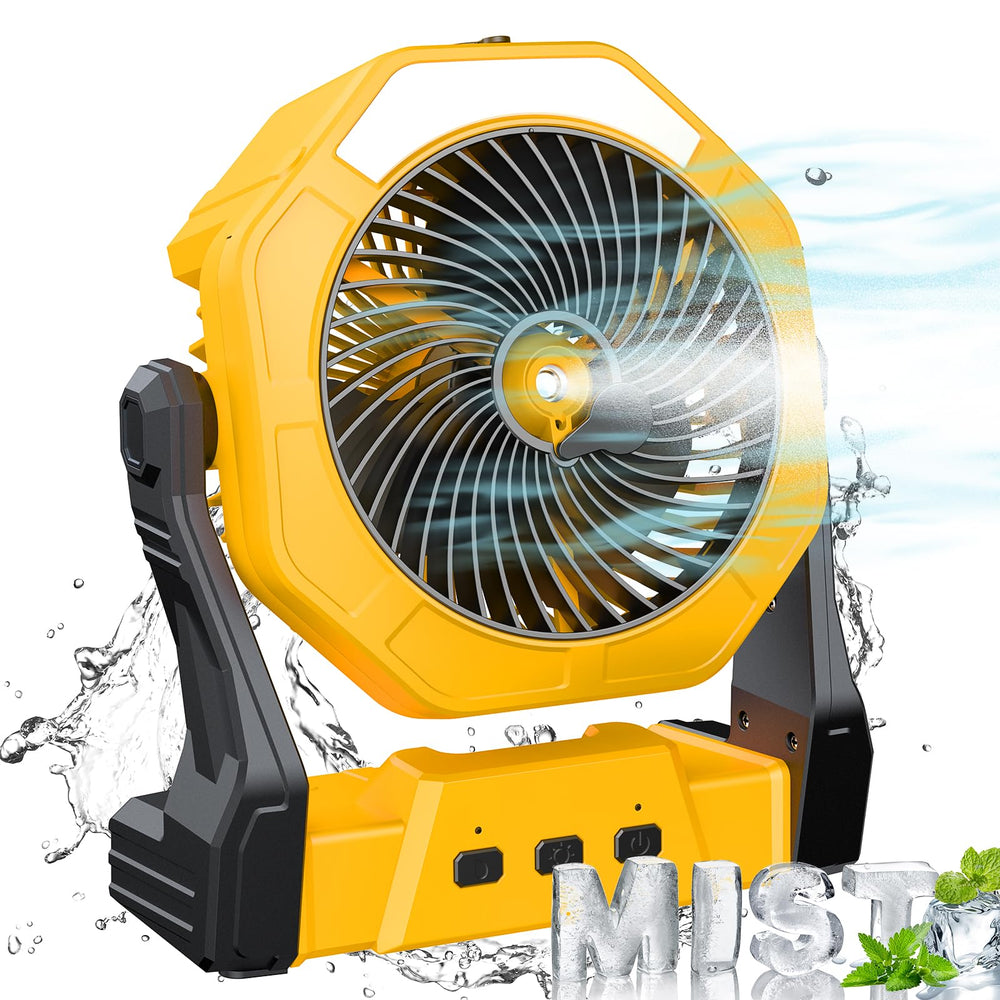 Ausic Portable Misting Fan in yellow, front view