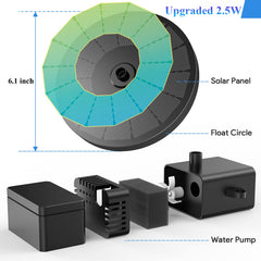 AUTGA Solar Fountain Pump 2.5W with adjustable nozzles