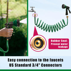 AUTOMAN 15 ft garden hose with 7-pattern nozzle attached