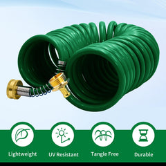 AUTOMAN 25 ft Coil Garden Hose with 7-pattern sprayer