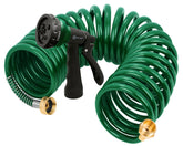AUTOMAN 25 ft Coil Garden Hose with dark green colour