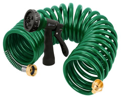 AUTOMAN 25 ft Coil Garden Hose with dark green colour
