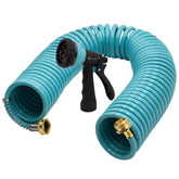 AUTOMAN Coil Garden Hose 50 ft in turquoise color, coiled up