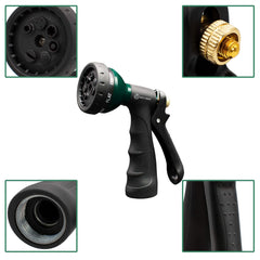 AUTOMAN Garden Hose Nozzle side view with spray patterns