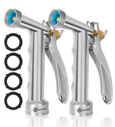 AUTOMAN Garden Hose Nozzle, silver metal front view