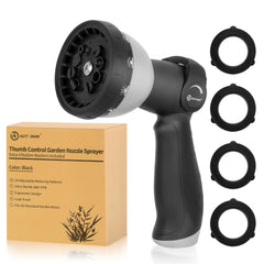 AUTOMAN Garden Hose Nozzle with adjustable spray patterns, black