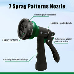 AUTOMAN garden hose with 7-pattern nozzle attached