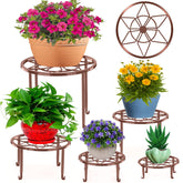 Autopromake 5 Pack Metal Plant Stands in brown colour