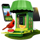 Avinory Smart Bird Feeder front view with solar panel