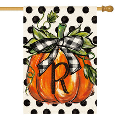 AVOIN colorlife Fall Monogram Letter R House Flag front view