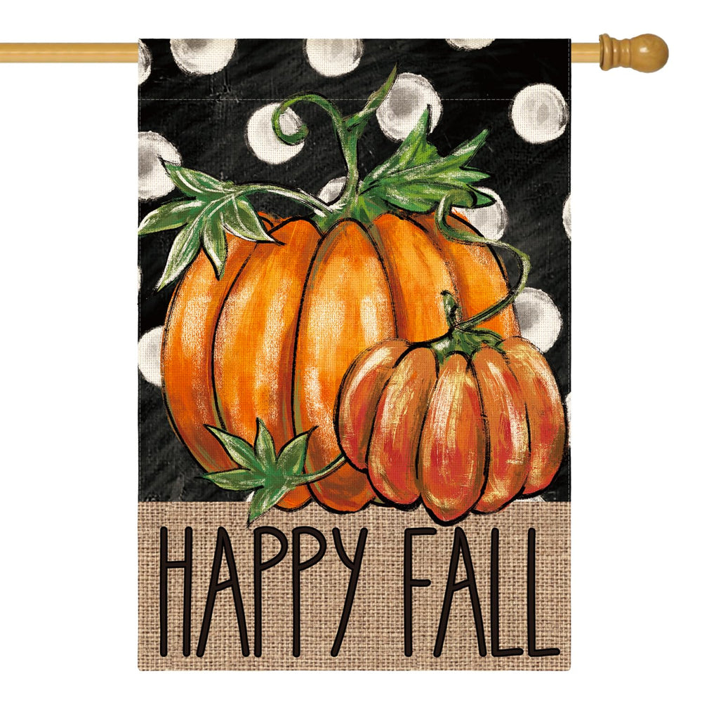AVOIN colorlife Happy Fall Pumpkin House Flag front view