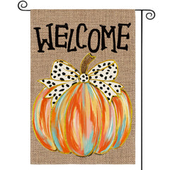 AVOIN colorlife Welcome Fall Garden Flag front view, brown