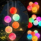 AWENDIETOU Solar Wind Chime colorful crystal ball front view