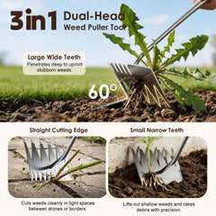 awrose Weed Puller Tool in use removing weeds from garden