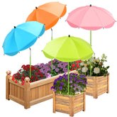 Axcoix 4 Pack Plant Umbrellas with vibrant colours in outdoor setting