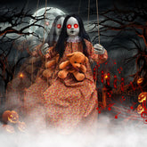 Axcoix 45-inch swinging doll girl Halloween decoration front view