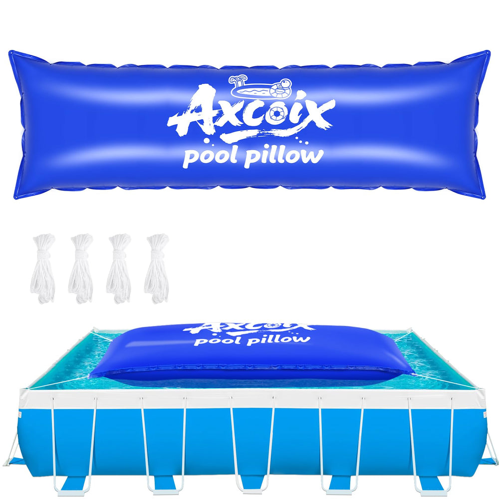 Axcoix 4x15 Ft pool pillow front view in blue