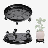 AyaLight 3 Pack Metal Plant Caddy with Wheels, black, front view