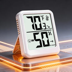 Ayawiss Digital Indoor Thermometer Hygrometer side view with stand