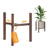AZADESJET Adjustable Plant Stand front view with walnut wood-grain finish