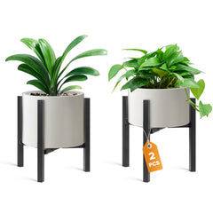 AZADESJET Plant Stand Indoor Adjustable 2 Pack, Black front view