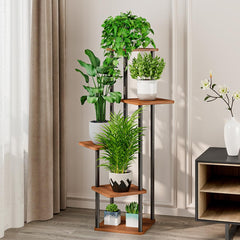 AZERPIAN 5 Tier Tall Plant Stand side view showcasing shelves