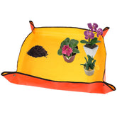 Azureblue 30" x 30" plant repotting mat in orange, front view