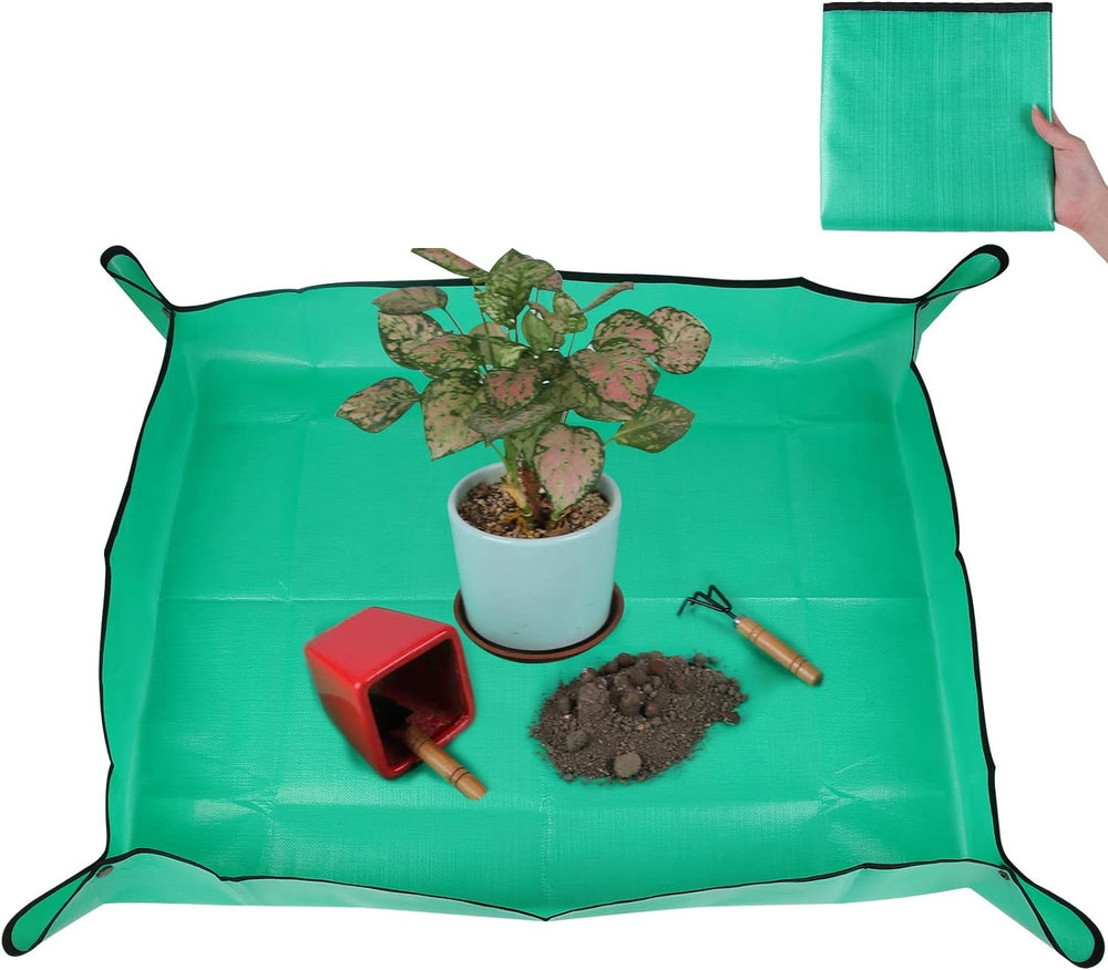 Azureblue Large Plant Repotting Mat green color front view