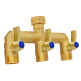 BACASIN Brass Garden Hose Splitter front view with three connections