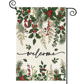 Baccessor Christmas Garden Flag front view with holly berries design