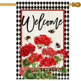 Baccessor double sided geranium house flag front view