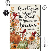 Baccessor Fall Pumpkin Garden Flag front view with cardinal design