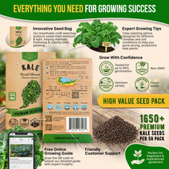 Back of Organo Republic Kale seeds packet with planting instructions