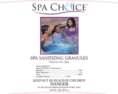 Back of SpaChoice Chlorine Granules packaging