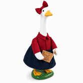 Back to School Goose Outfit with red shirt and blue skirt
