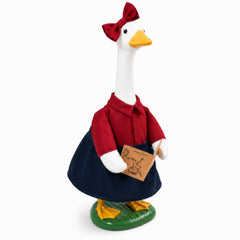 Back to School Goose Outfit with red shirt and blue skirt