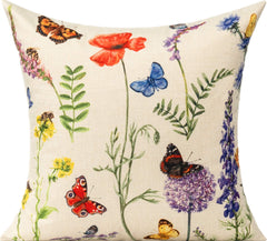 Back view of All Smiles outdoor pillow cover showing solid colour