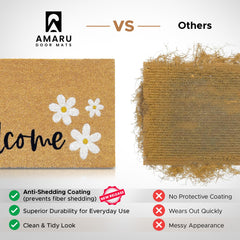 Back view of AMARU DOOR MATS Coir Welcome Mat showing non-slip backing