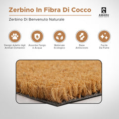 Back view of AMARU DOOR MATS Coir Welcome Mat with non-slip backing