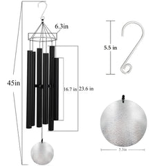 Back view of ASTARIN 45 Inch deep tone wind chimes