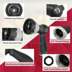 Back view of AUTOMAN garden hose nozzle, black