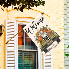 Back view of AVOIN colorlife Fall House Flag showing double-sided design