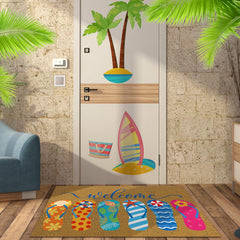 Back view of Ceenna Summer Flip Flops Coir Doormat showcasing non-slip backing