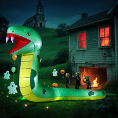 Back view of DomKom 13FT Halloween inflatable snake