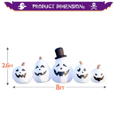 Back view of DomKom inflatable pumpkin showing the fan and stability ropes