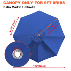 Back view of EliteShade blue umbrella canopy cover