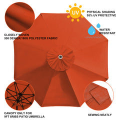 Back view of EliteShade replacement canopy cover for 9FT umbrellas