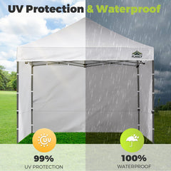 Back view of FLAGLY canopy sidewall attached to tent