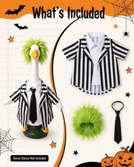 Back view of GigaCircle Halloween Goose Outfit with black tie