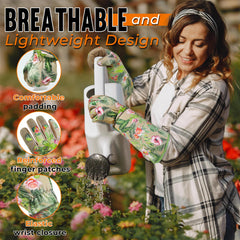 Back view of HANDLANDY Rose Pruning Gloves displaying floral print